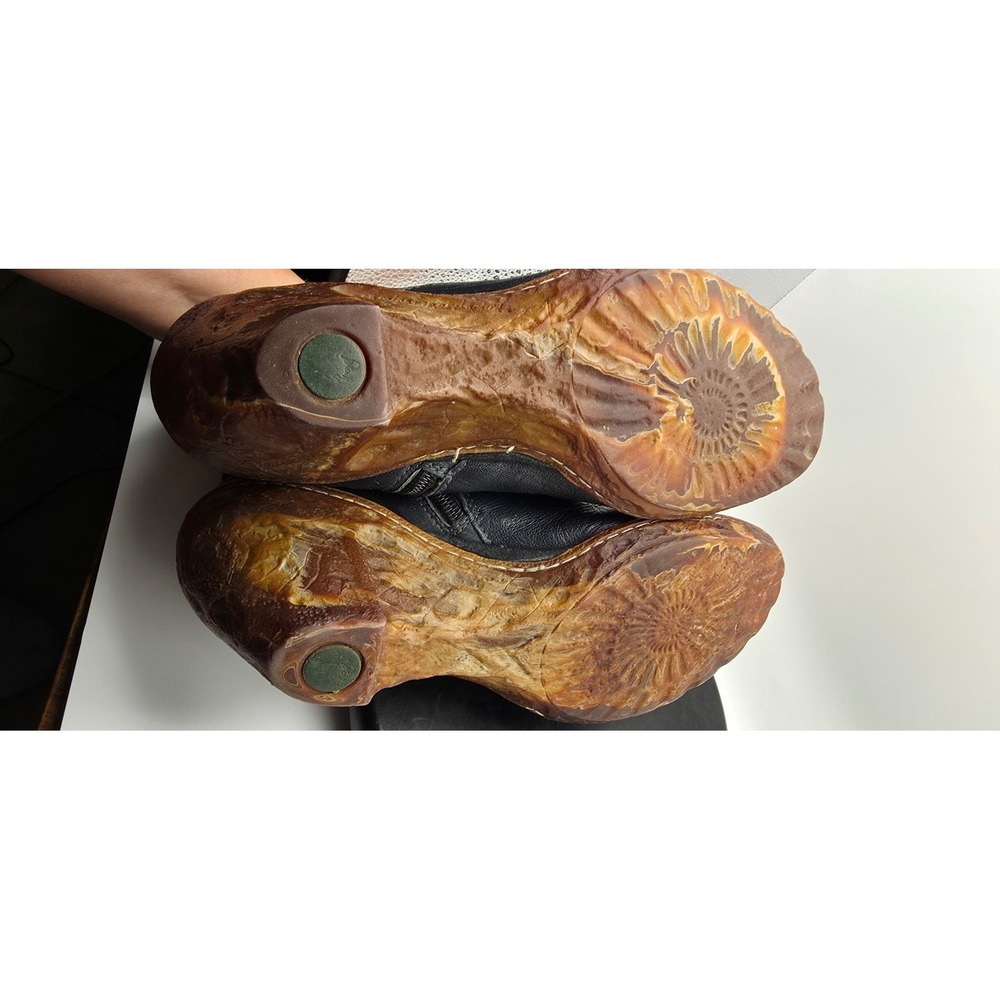 El Naturalista Black Leather Ankle Boots Sculpted Heel EU 37 Yellow Stitching - Picture 7 of 8